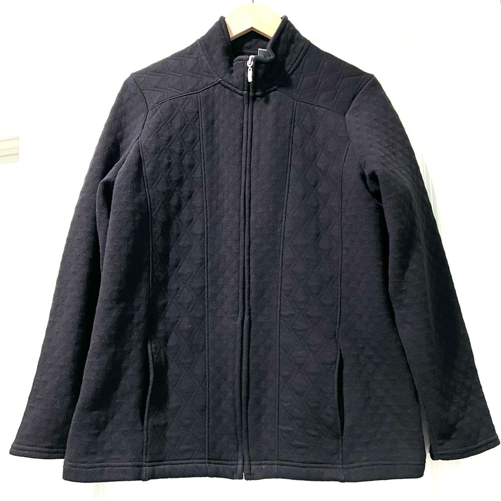 Croft & Barrow Women’s Quilted Black Zipper Jacket Size Medium Pockets